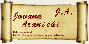 Jovana Aranicki vizit kartica